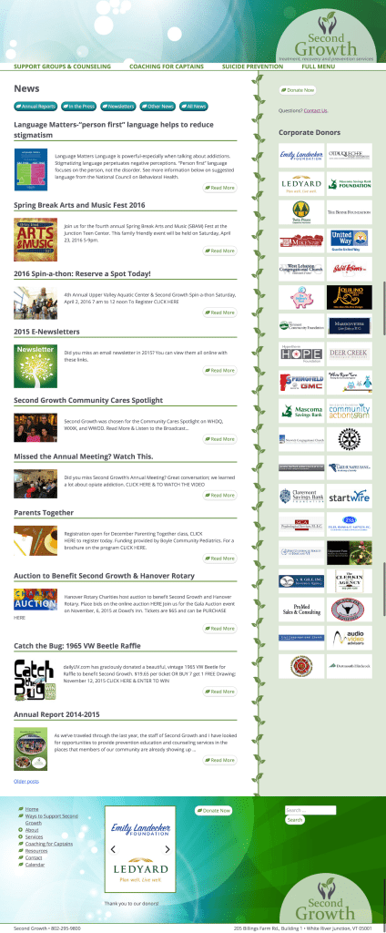 screencap of blog page of secondgrowth.org