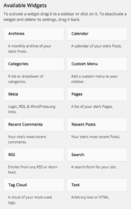 screenshot of WordPress widget listing